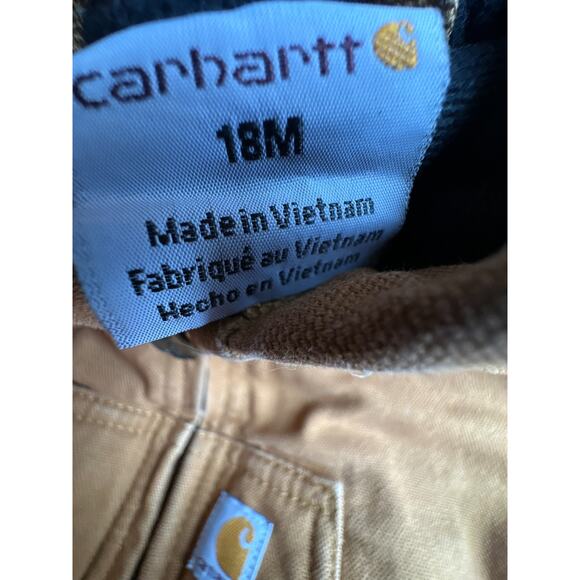 Carhartt Baby Toddler Jacket 18M Brown Hooded Quilt Lined Full Zip Coat 18 Month - Picture 11 of 15